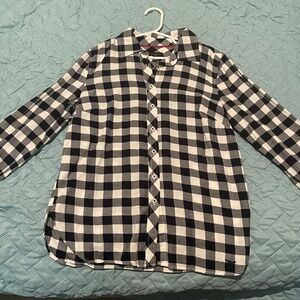 Black and White Plaid Collared Shirt